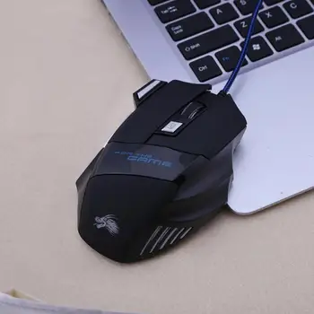 USB Cablu Gamer Mouse-ul 7 Culori LED-uri Colorate Optical Gaming mouse 5500 DPI, 7 Butoane Iluminare Soareci pentru Calculator, Laptop, Desktop PC