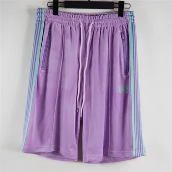 Ace pantaloni Scurți Bărbați Femei 1:1 de Înaltă Calitate, Multicolor Broderie Fluture AWGE Ace Piesa pantaloni Scurți Side Stripe Pantaloni de Catifea