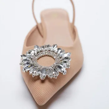 SOUTHLAND 2021 Primăvară sandale de cristal florale femei rochie pantofi low-toc subțire pentru femei pantofi