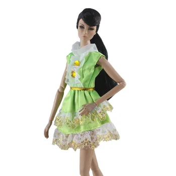 Moda Verde Dantela Scurte Rochie Pentru Papusa Barbie-O Bucată de Costume Rochii fără Mâneci pentru 1/6 BJD Papusi Accesorii Copii Jucarii Cadou