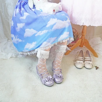Japoneze kawaii fata dulce lolita pantofi vintage cap rotund toc mic pentru femei pantofi drăguț lace zburli bowknot kawaii pantofi loli cos