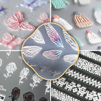 Kapmore 1 Foaie de Fluture Nail Art Stickere autoadezive 5D Relief Unghii Autocolante de Unghii Decal pentru Femei Fete Nail Art Decal
