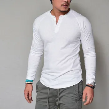 2021 Noi Elastic Mens T-Shirt de Moda V-Neck Maneca Lunga Bărbați Tricou Pentru bărbați Bumbac T-Shirt Om Îmbrăcăminte Tricou Brand Teuri 4XL