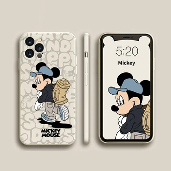 Disney Mickey Mouse Telefon Caz Pentru 11 12 7 8 Pro MAX XR XS SE de Piele-Friendly Lichid de Silicon Telefonul Protejate Acoperă Pernă
