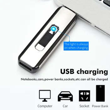 Electric Bricheta Ecran Tactil Bricheta Reîncărcabile USB de Încărcare Brichete fără flacără Windproof Metal Bricheta Pentru Barbati Femei