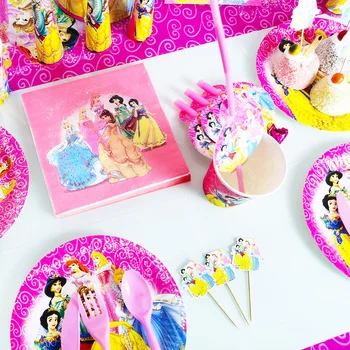 Disney Princess unu de ani la petrecerea de ziua tacamuri de unica folosinta decor banner suport Tort de decorare ziua de nastere consumabile partid