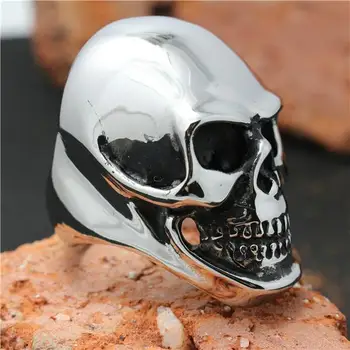 Mens Băieți 316L din Oțel Inoxidabil Punk Gotice Rece Mare Lustruire Craniu Inel Pret de Fabrica