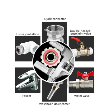 Multi-funcție Cheie Reglabilă din Aliaj de Aluminiu de mare Deschisă Cheie Universal Cheie Instrument de Reparații pentru Conducte de Apă Șurub Baie
