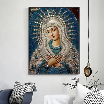 5D DIY Diamant Mozaic Religie Fecioara Maria Full Diamond Broderie cu Strasuri Poze Diamant Pictura cruciulițe Decor Acasă