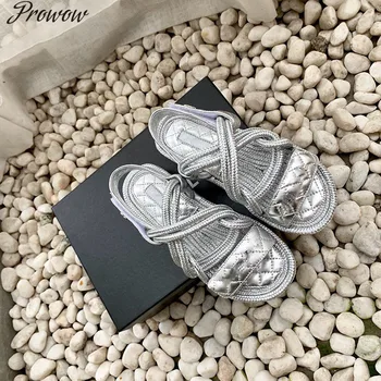 Noua din Piele femei sandsls primavara-vara pentru femei sandale brand design slide-uri pantofi plat din piele de lux, Pantofi de femeie