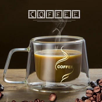 Cana de cafea Espresso Cup Termică de Sticlă cu Perete Dublu Borosilicată Mare Cani DFK889