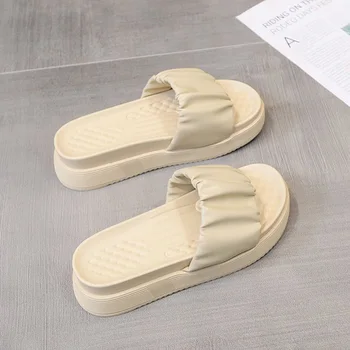 Femei Papuci de Vara pentru Femei din Piele Platforma Slide-uri de sex Feminin Cutat Pantofi Doamnelor Pantofi Casual Femei Comfort Încălțăminte de Plajă vc489