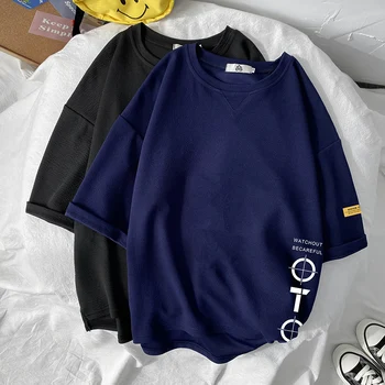 Maneci scurte T-Shirt Pentru Bărbați 2021 Vara Alb Negru Tricou Top Teuri Clasic de Brand de Moda Haine Plus Dimensiunea M-5XL O de GÂT