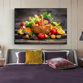 Moderne de Fructe și Coș de Pictura Panza Printuri de Arta de Perete Imaginile pentru Bucatarie Sala de Mese Decor Cuadros Nici un Cadru