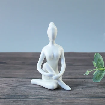 18 Stiluri De Ceramică Albă Yoga Figurine Yoga Miniaturi Abstract Yog Stattues Yoj Figurine Yoga Fată Acasă Masa De Artă Meserii