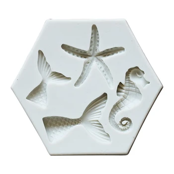 4-Cavitatea Desert Matrite Silicon 3D Coada de Sirena Mousse de Fondant de Copt Mucegai Rezistent la Căldură de Panificație Pan Bucătărie Gadget
