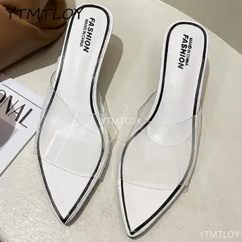 Transparent Sandale De Moda Pentru Femei Pantofi De Vara Flip Flop A Subliniat Toe Papuci Pvc Sexy Zapatillas Casa Mujer Sapatos Femininos