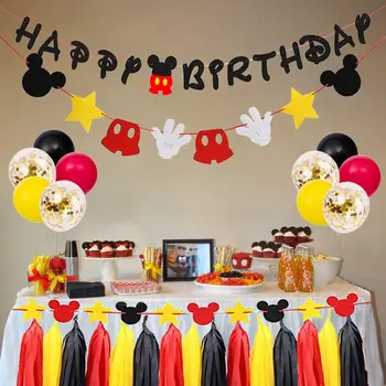 Disney Mickey mouse copil favoarea 1st birthday party tacamuri de unica folosinta DIY decor banner decor baloane petrecere de ziua consumabile