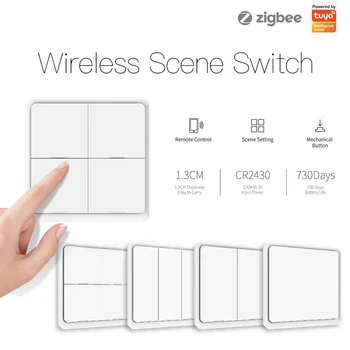 Tuya ZigBee Smart Switch 1-4 Banda Wireless Scena Comutator Buton Controler Baterie De Automatizare Scenariu De Viață Inteligentă