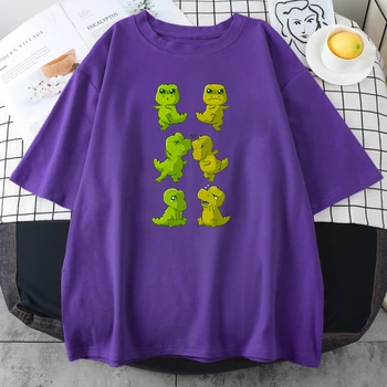 T-Rex Fuziune De Desene Animate De Imprimare Femei Tricou Supradimensionat Maneca Scurta Top Cu Maneci Scurte O-Neck T-Shirt Stil De Moda Tricouri