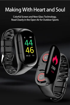 M1 mai Noi AI Inteligent Ceas Sport Cu Cască Bluetooth Monitor de Ritm Cardiac Brățară Inteligent Timp de Așteptare Смарт Часы