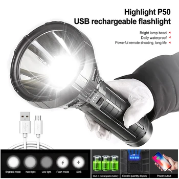 Noi XHP50 Orbire Lanterna de Mare Putere USB Reîncărcabilă în aer liber, mai luminoase rezistent la apa Portabile Searchlight Drumetii,Tabara de Putere Banca