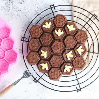 19 Cavitatea Silicon de Albine Fagure de miere Tort de Ciocolată Cookie culoare Lumanare Mucegai Mucegai 24.5*23*4 cm aleatoare Săpun A2J0
