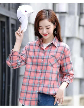 2021 Nou la Modă Primăvara și Toamna cu Maneci Lungi Vrac coreeană Stil Design Versatil Nișă Cămașă Carouri Haina Tricou pentru Femei