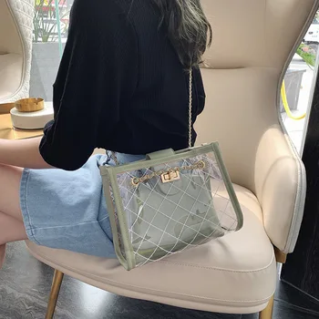 Jeleu Transparent sac Mare 2021 Noi de Moda de Înaltă Calitate din PVC Femei Geantă de mână de Designer de Mare capacitate Lanț de Umăr Saci de Messenger