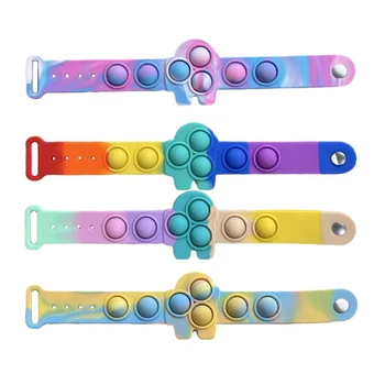 Silicon Tie-Dye Împinge Bubble Bratara Frământa Jucării Autism de Relief de Stres Jucarie Portabil Senzoriale Bratara Jucării pentru Copii pentru Adulti Cadouri