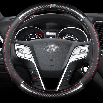Masina de Fibră de Carbon, Volan Piele Huse Accesorii de Interior 38cm pentru Hyundai Tucson, Accent Matrice Elantra Styling Auto