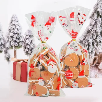 50Pcs Bomboane de Crăciun Sac de Copt Tort Cookie Sac de Ambalare Xmas Santa Claus Elan om de Zăpadă de Plastic, Pungi de Cadouri