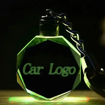 Luminos Masina breloc cu LED Tăiat Sticlă Breloc Auto Vehicul Logo-ul Breloc Cheie Suport pentru Audi, Ford, BMW, Benz Cheie Lanț Accesorii