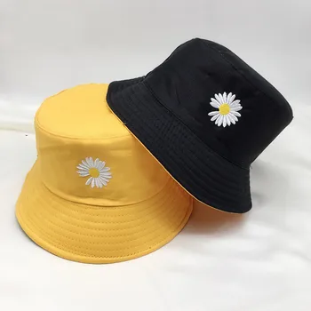 Vara Brodat Bucket Hat Pentru Femei Fete Pliabil Parasolar Capace De Bumbac Mari Margine Largă Plajă, Pălării Panama 2021 Noi