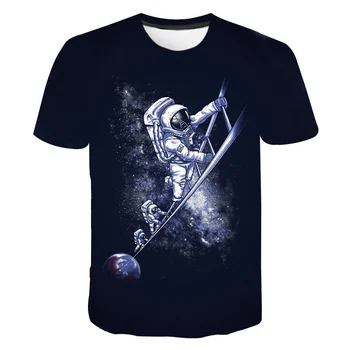 Astronaut 3D de Imprimare T-shirt Spațiu Univers Bărbați Femei Casual Moda Streetwear Echipajul Gât Tricou Copii Copii, Băiat, Fată Teuri Topuri