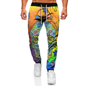 Unisex Street Pantaloni Casual, Cool Hip Hop pantaloni de Trening 3d Flori Colorate Craniu de Imprimare pantaloni de Trening Barbati Femei Pantaloni Jogger S-6XL