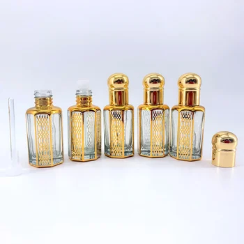 12ml Attar Oud de Sticlă Sticle de Parfum de Aur arabă Sticla de Cristal pentru Parfum Ulei cu Pipeta Stick 12buc/lot P317