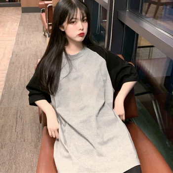 Maneci scurte T-shirt Femei Mozaic de Agrement Simplu Chic Cupluri Vrac Femei Teuri Ins Harajuku All-meci Stil coreean Tricou