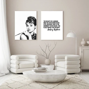 Fotografie Poster Audrey Hepburn Panza Pictura Citat de Artă Moderne de Imprimare Alb-Negru Imagine Perete pentru Camera de zi Decor Acasă