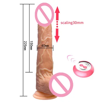 Telecomanda Wireless telescopic dildo vibrator din silicon mare penis încălzire realiste G-spot masaj sex feminin masturbari jucarii sexuale