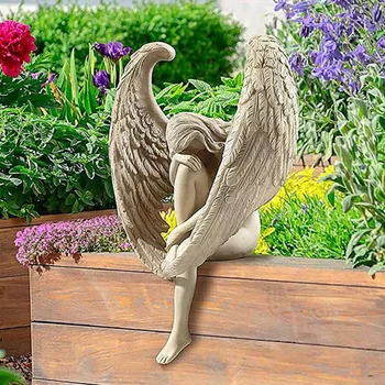 Angoase Înger Așezat Statuia Rășină Triste Figura Cimitirul Memorial Statuile Plâng Grădină În Aer Liber De Decorare Decor Acasă