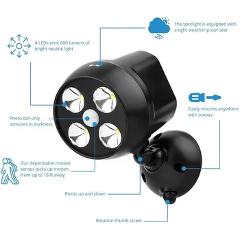 Smart LED Lumini de Perete Lampă de corpul Uman Inducție + Senzor de lumină de Control Alimentat de la Baterie Flexibilă Coridor în aer liber, Garaj, Curte