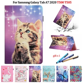 Tableta Samsung Galaxy Tab A7 Caz T500 T505 Pisica Drăguț Unicorn Desene Animate Acoperire Din Piele Pentru Funda Samsung Galaxy Tab A7 2020 Caz