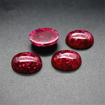 Ruby Interne Crackle Cabochon Ovale Netede Suprafață lucioasă Forma de Ou de Sânge roșu-Rubin Cabochon Spate Plat GR70