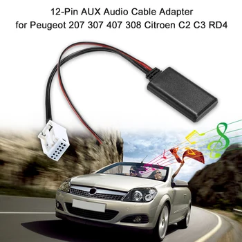 AUX Audio Cablu Adaptor 12Pin se Potrivesc pentru Peugeot 207 307 308 407 Citroen C2 C3 RD4 BT Stereo Wireless Radio