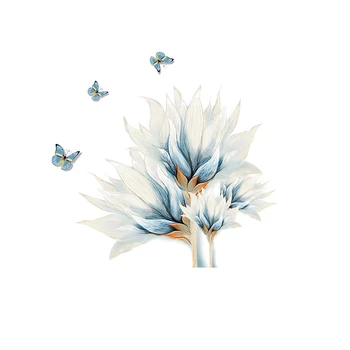 Apa De Culoare Albastru Fluture Autocolante De Perete Flori De Decorare Camera De Zi Canapea Fundal De Perete Decalcomanii De Perete Decor Mural Decor Acasă