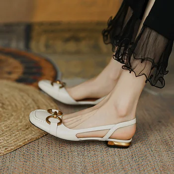 2021 Moda pentru Femei Sandale Pantofi de Vara pentru Femei Designer de Sandale Metalice Butonul de Lux Tocuri Deget de la picior Pătrat Singur Pantofi