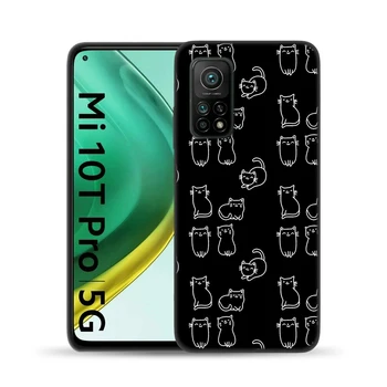 Spațiu drăguț Fericit Pisici Negre Telefon Caz Pentru Xiaomi Mi 10T Lite Redmi Nota 9 7 8 9 10 Nota 10 Pro 8T 9C 10 Moale cu Capac de Silicon