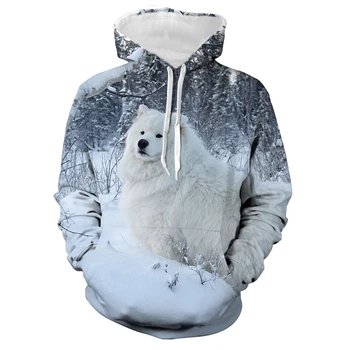 Barbati Nou Animal Print Hoodie 3D Hanorac Brand Hanorac Jacheta de Înaltă Calitate Pulover Moda Sport Câine Samoyed Strada Haina
