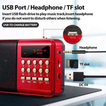 Noul Mini Radio Portabil Portabil Digital FM USB TF MP3 Player Boxe Reîncărcabilă